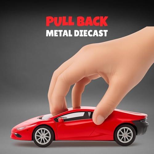 Image of Lamborghini Diecast Metal Toy Car For Kids, Red, 1:32 Scale | Opening Doors, Pull Back Action, For Kids Boys Girls