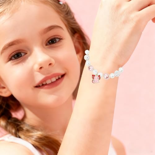 Image of Axolotl Bracelet for Girls, Axolotl Stay Magical You are Loved Valentines Christmas Stocking Stuffers Birthday for Girls Kids Daughter