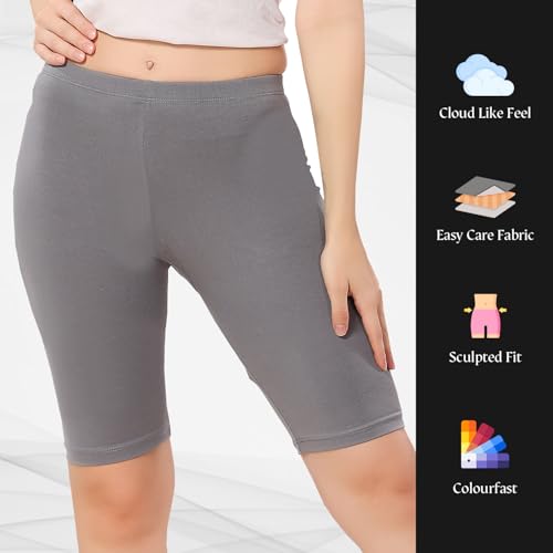 Image of TRASA Women's Cotton Fashion Biker Workout Cycling Shorts, Avialable Sizes: S,M,L,XL,2XL,3XL