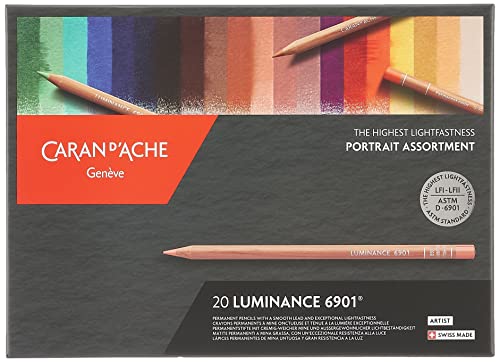 Caran d'Ache 6902 Lot de 20 crayons de couleur Luminance Portrait Multicolore 26 x 19 x 2 cm