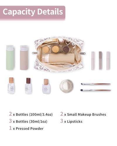 image for Narwey Small Cute Floral Makeup Bag for Purse Mini Cosmetic Bag Travel