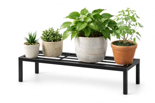 Image of Kundi Plant Stand for Balcony Decoration | Anti-Rust Metal Pot Stand for Indoor & Outdoor Plants | Garden Flowerpot Stand | Black | 24 Inch | (Pack of 4) (Pack of 1)
