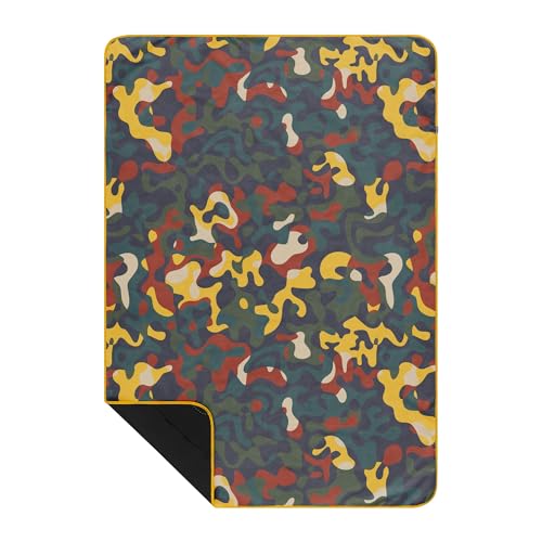 Image of Rumpl Everywhere Mat, Waterproof Picnic Blanket and Ground Mat for Camping, Hiking, and Picnicking, 52x75 Inches, Rustic Abstraction