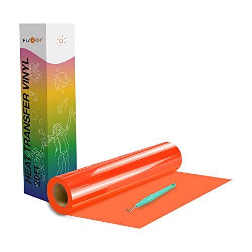 Image of HTVRONT HTV Vinyl Rolls Heat Transfer Vinyl - 12 inch x 20ft Neon Orange HTV for Shirts, Iron on Vinyl for All Cutting Machines - Easy to Cut & Weed for Heat Transfer Design