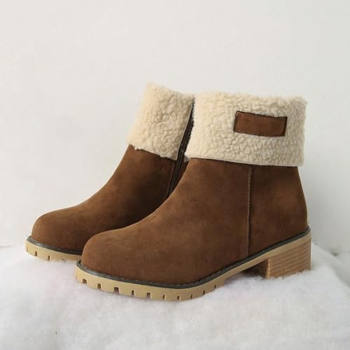 Ankle Boots for Women Winter Boots, Womens Snow Boots Warm Fur Lined Booties - Insulated Low Heel Shoes Non-Slip Mini Boots Shoes for Women 20253