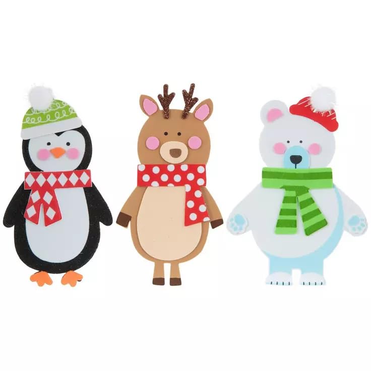 Polar Friends Foam Kit for Kids - Polar Bear, Reindeer, Penguin - Makes 6