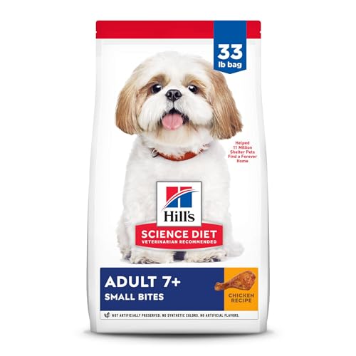 Hill’s Science Diet Adult 7+, Senior Adult 7+ Premium Nutrition, Small Kibble, Dry Dog Food, Chicken, Brown Rice, & Barley, 33 lb Bag