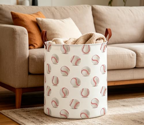 Image of CLOCOR Laundry Basket,Waterproof Fabric Storage Container,Room Decor,Gift Basket(Baseball)