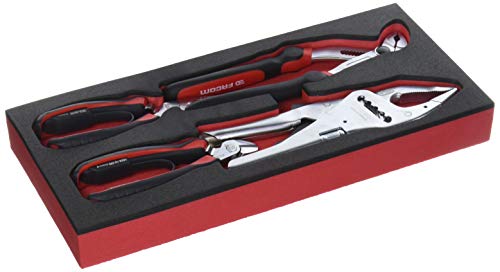 FACOM - Module Mousse de 4 Pinces - MODM.CPEA1 - 1 Pince Coupante, 1 Pince Becs 1/2 Ronds, 1 Pince Multiprise à Verrouillage et 1 Pince Étau Grande Capacité - Pour Professionnels et Particuliers