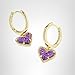 Kendra Scott Ari Heart Huggie Earrings, 14k Gold-Plated Brass, Fashion Jewelry for Women, Purple Drusy