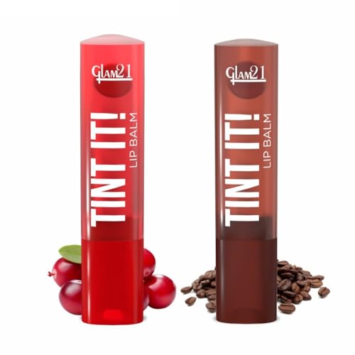 Image of Glam21 Tint it! Lip Balm | Everyday Hydration & Moisturized Lips with Vitamin-E, Shea Butter, Avocado Oil, SPF15 |Lip Care For Dry & Chapped Lip | 3.5gm Each | Combo Pack Of 2 (Coffee Beans & Cranberry)