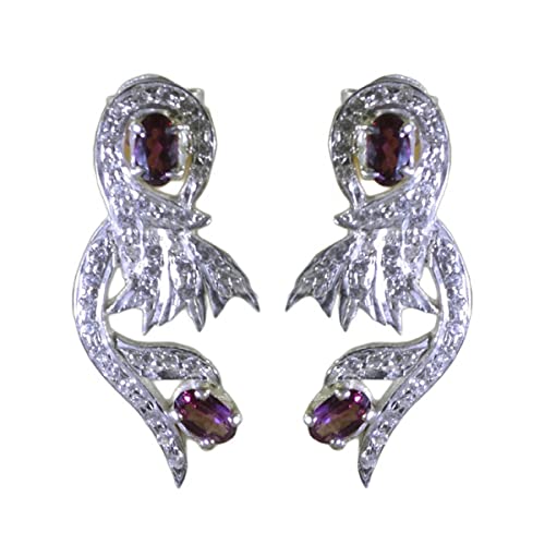 Grenat boucle d'oreille pour les femmes en argent sterling 925 massif et pierres rouges RIYO