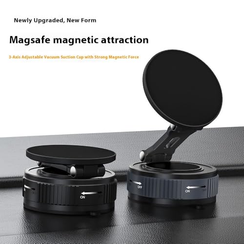 Image of RIGGEAR Vacuum Suction Magnetic Phone Mount, 360 Rotating Foldable Mobile Holder for Car, Office Desk, Mirror, Kitchen & Gym Use (AstroNexus Black)