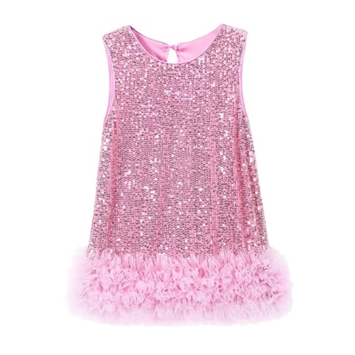 Robe sans manches fille à paillettes et ourlet tulle chic