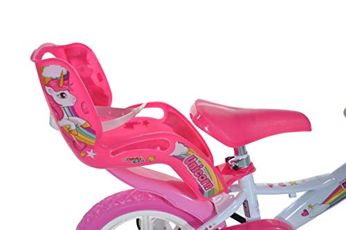 Einhorn Kinderfahrrad Unicorn Mädchenfahrrad – 12 Zoll| Original | Kinderrad mit Stützrädern, Puppensitz und Fahrradkorb - Das Einhorn Fahrrad als Geschenk für Mädchen