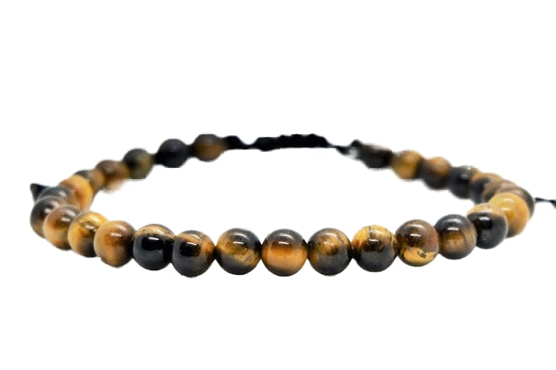 Bracelet en œil de tigre multicolore 6mm cordon ajustable pour homme et femme