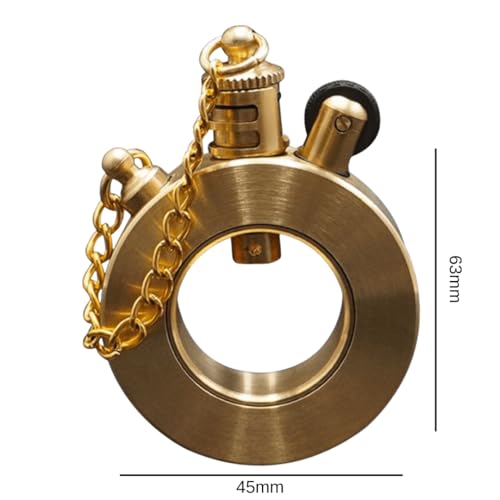 Image of Smoke King Retro Brass Trench Lighter Hollow Ring Design, Refillable Wheel Lighter Windproof, Portable, Vintage Style for Men Gift for Collectors, Camping & Outdoors (Fuel Not Included)