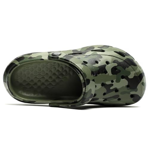 Image of Kids Boys Girls Classic Camo Garden Clogs & Mules | Lightweight Summer Shoes - Quick-Dry Non-Slip Beach Clogs
