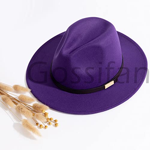 Image of Fedora Hats for Men Wide Brim Panama Hat with Classic Belt