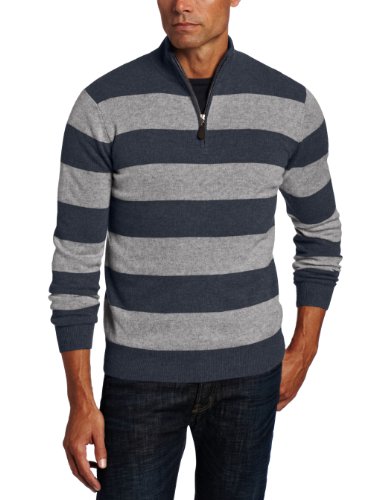 Williams Cashmere Men's Mock-Neck Stripe Sweater