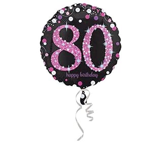 Amscan 3379001 – Standard Folienballon 80. Geburtstag Celebration, circa 43 cm, Geburtstag, Heliumballon