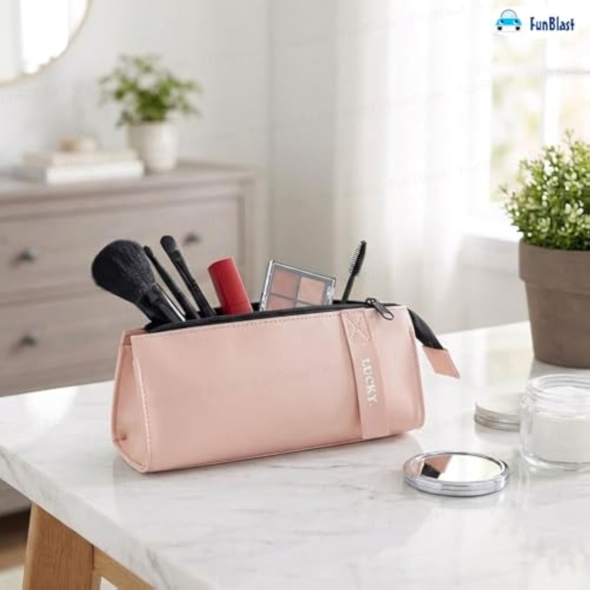 Portable Faux Leather Cosmetic Makeup Pouch for Women