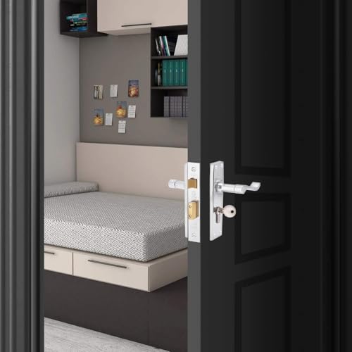 Victorian Style Euro Lock Pack with Scroll Lever Handles, Polished Chrome Door Hardware Set, Complete 35T/35 (70mm) Cylinder Lock, 2.5" Euro Sash Lock and Handle Kit, for Internal Doors - Image 8