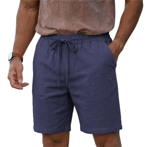 Short d'été en coton et lin pour hommes idéal pour la plage