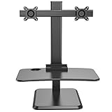 Rosewill Sit Stand Workstation Standing Desk Converter with Dual Monitor Mount Combo, Height Adjustable Tabletop Desk, Free Standing, RMS-17004
