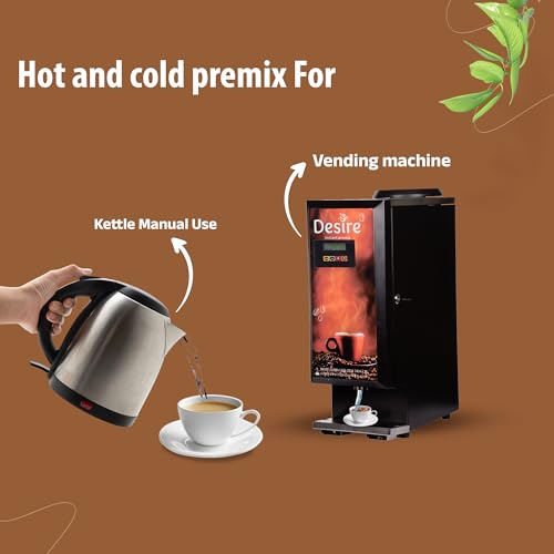 Image of Desire Coffee Premix-Cappuccino Coffee Premix For Vending Machine, Coffee Powder Bag For Coffee Machine Or Manual Use-1 Kg Pack Serves 80 Cups-Just Add Hot Water & Enjoy