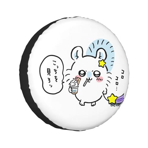 タイヤカバー ちいかわ モモンガ スペアタイヤカバー おしゃれ タイヤ収納 防塵 防水 防紫外線 日焼け止 汚れ防止 劣化対策 タイヤバッグ 持ち運び便利 取付簡単 カー用品 14〜17インチ 屋外 軽自動車 普通車 汎用 14インチ:直径60-69cm