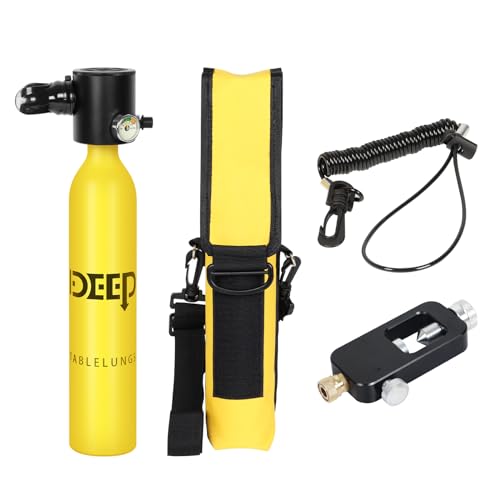 DIDEEP Scuba Tank Diving, 0.5L Capacity Mini Scuba Tank, Dive Portable Lungs for 7-10 Minutes Underwater Breathing, Diving Lung Tank Suitable for Emergency Rescue with Valve Converter