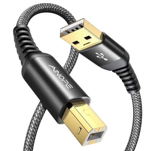 Image of AINOPE USB A to USB B Priner Cable 6.6FT Black USB 2.0 MIDI USB Cable
