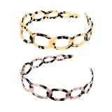 BELLIFFY くり抜き歯付きべっ甲カチューシャ 軽量アセテート製 女性用ファッションヘアフープ レディース写真撮影用ヘアアクセサリー 2個セット 色指定不可