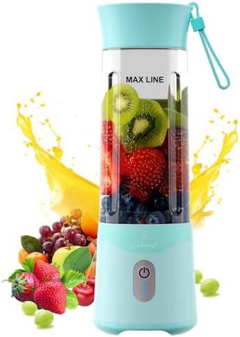 COKUNST 18oz Portable Blender, USB Rechargeable Personal Size Blenders, Smoothie Blender with 6 Blades for Protein & Shakes, Mini juicer with Extra Handle Lid for Travel Sports Outgoing