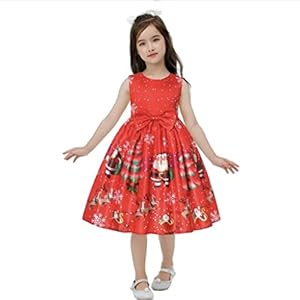 Meisjes Kerstjurk Festival Outfit Girl Mouwloze Partij Santa Jurken 2-9 Jaar(Size:7-8Years,Color:Red2)