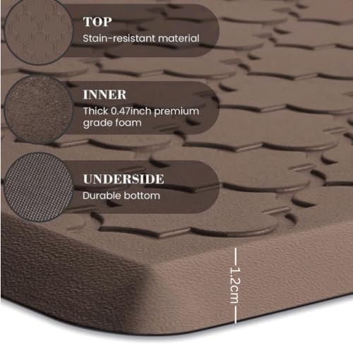 HomeCloud 1.2 cm Anti-Fatigue Floor Mat, Brown, 44x120 - Image 7