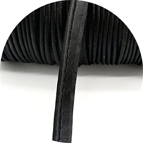 Yalulu Cinta de costura de borde de 20 metros, cuerda de cordón para coser y recortar textiles para el hogar (negro)