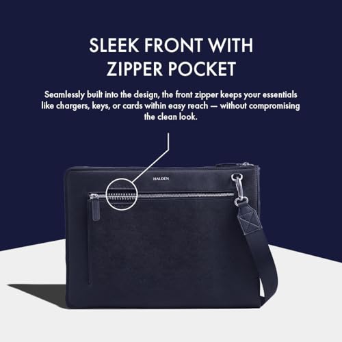 Image of HALDEN Ryden Laptop Bag, Vegan Saffiano Leather, 13L, Single Zipper, Fits 14 Inches, Unisex