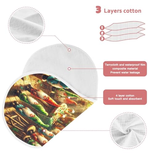 Gnomes St Patricks Baby Burp Cloths Burp Cloth Rags Cotton Burp Clothes Absorbent Muslin Burp Cloths Soft for Newborn Girl Unisex Boy 1 Pack 22x11 Inches3