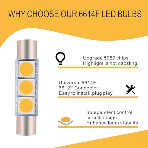 10 luces LED para espejo de coche 6614F blanco cálido miniatura 3