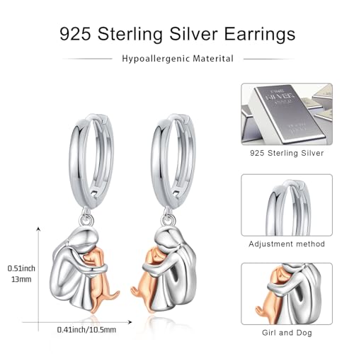 Image of 925 Sterling Silver Dog Earrings Cute Animal Puppy Stud Earrings Dog Jewelry Gifts for Women Girls Pet Lover Hypoallergenic Earrings for Sensitive Ears