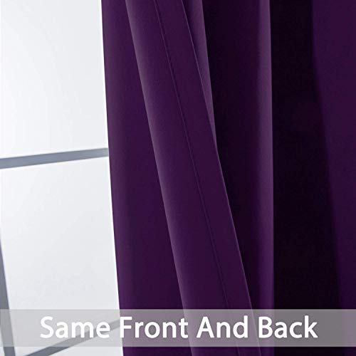 Yakamok Purple Blackout Curtains Room Darkening Thermal Insulated Grommet top Window Curtains for Living Room, 52 x 84 Inch,One Pair