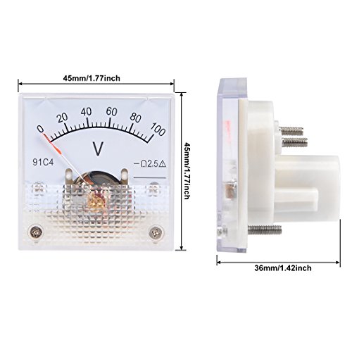 Image of uxcell DC 0-100V Analog Panel Voltage Gauge Volt Meter 91C4 2.5% Error