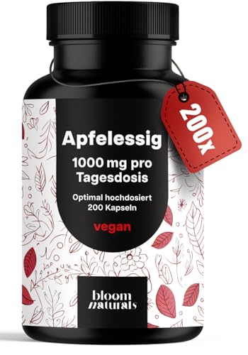Apfelessig Kapseln - 200 Kapseln Hochdosiert - 1000mg pro Portion - Stoffwechsel Apple Cider Vinegar Kapseln, Apfelessig Tabletten - Vegan und produziert in Deutschland Laborgeprüft Apfelessig Kapseln - 200 Kapseln Hochdosiert - 1000mg pro Portion - Stoffwechsel Apple Cider Vinegar Kapseln, Apfelessig Tabletten - Vegan und produziert in Deutschland Laborgeprüft