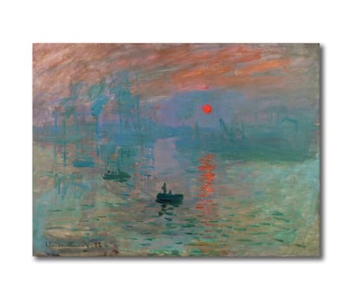 Image of Sikhash Claude Monet Canvas Paintings Impression Sunrise Impressionist Art | Famous Artist Collection for Modern Home Decor | 23x17 Inches Unframed