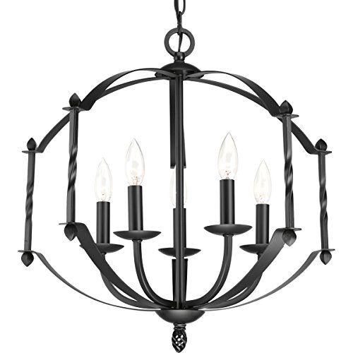 Progress Lighting P4710-31 Traditional Five Light Chandelier from Greyson Collection in Black Finish,