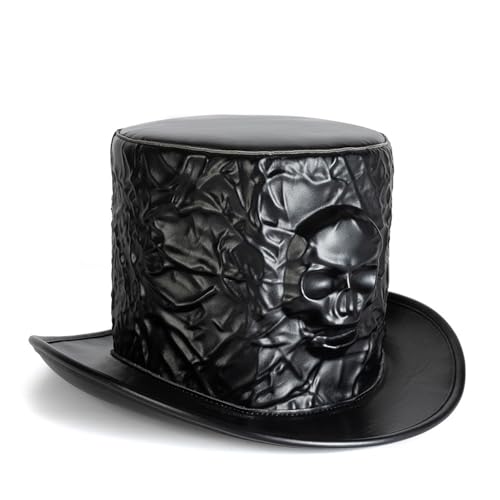 Chapeau haut-de-forme pour Halloween avec décorations squelette et style vintage mixte