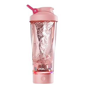 VOLTRX Electric Shaker Bottle – VortexBoost Portable USB C Rechargeable Protein Shake Mixer, Shaker Cups for Meal Replacement Shakes, BPA Free, Colored Light Base, 24 oz