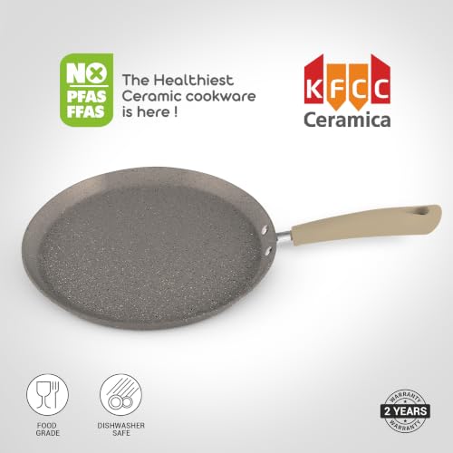 Image of Milton Pro Cook Induction Cookware & Gas Stove Friendly KFCC Ceramic Non-Stick Omni Tawa 30cm | Premium South Korean Coating Dosa Tawa | PFOA & PFAS Free | Healthy LowOil Cooking | 2Y Warranty | Brown